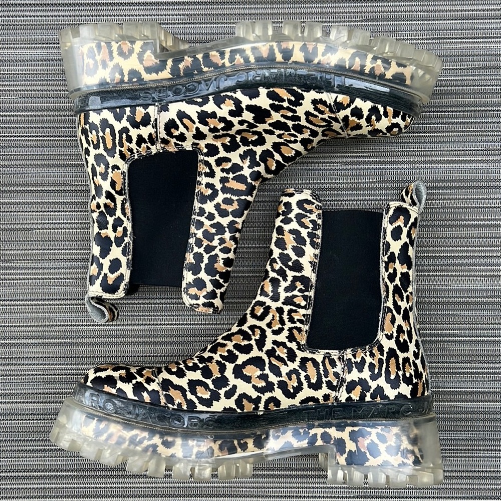 🎯Marc Jacobs The Stomper Boot Brown Black Leopard Multi EU37 US7 - Picture 5 of 14
